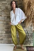 Basso Button Drape Batwing Shirt White